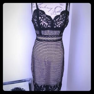 Champagne & Strawberry Cage Lace Dress